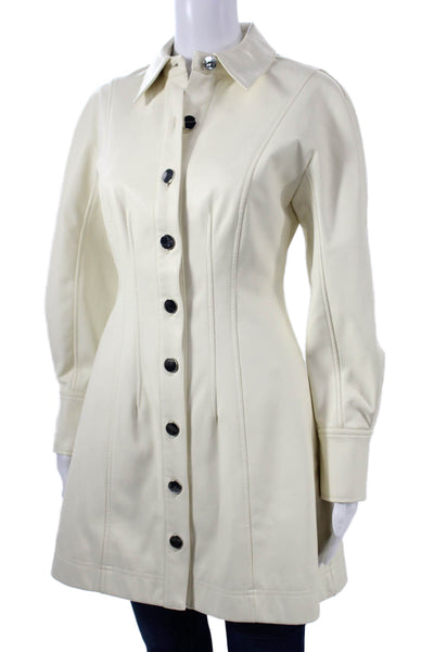 Toccin Women Overcoat Ivory Collared Button Long Sleeve Polyester Fall Size 2
