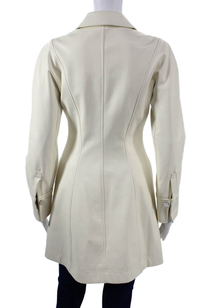 Toccin Women Overcoat Ivory Collared Button Long Sleeve Polyester Fall Size 2