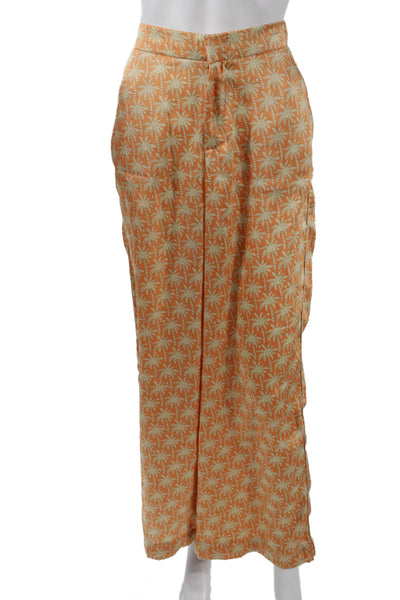 Zara Womens Orange Geometric Polyester Zip Pants Inseam 28in Size M