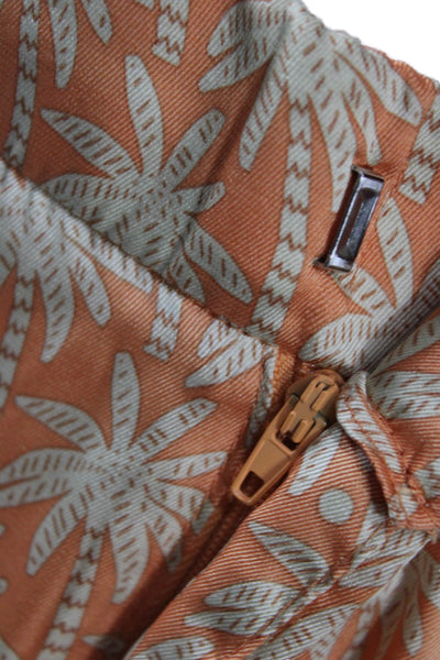 Zara Womens Orange Geometric Polyester Zip Pants Inseam 28in Size M