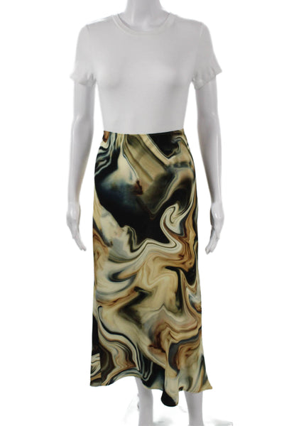 MNG Womens Straight Pencil Skirt Multicolor Polyester Geometric Long Size M