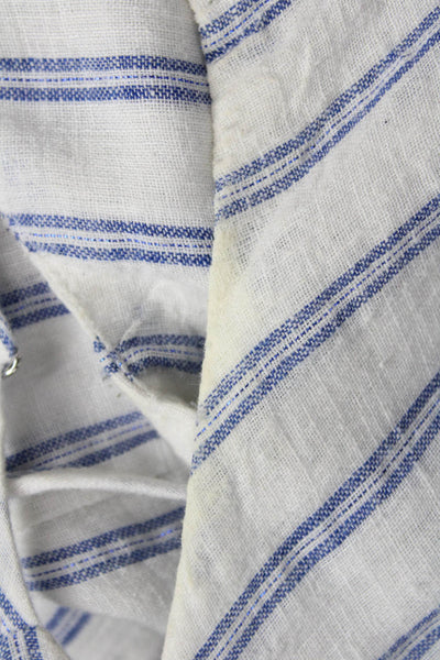Rails Women Sundress White Linen Striped V Neck Long Sleeveless Size M