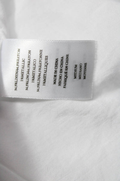Rails Women Sundress White Linen Striped V Neck Long Sleeveless Size M