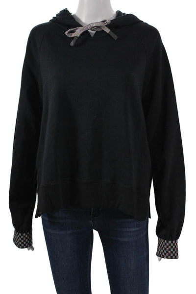 Terez Womens Pullover Hoodie Black Cotton Crew Neck Long Sleeve Size M