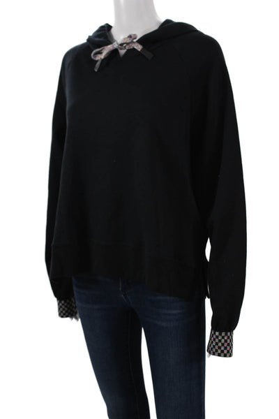 Terez Womens Pullover Hoodie Black Cotton Crew Neck Long Sleeve Size M