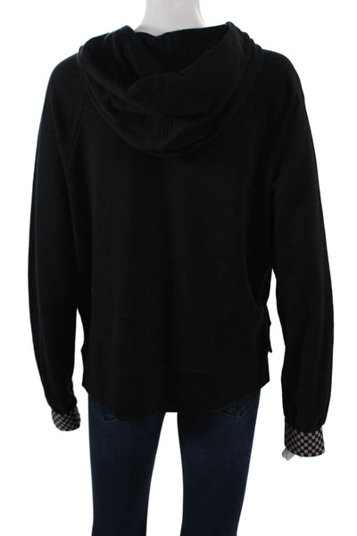 Terez Womens Pullover Hoodie Black Cotton Crew Neck Long Sleeve Size M
