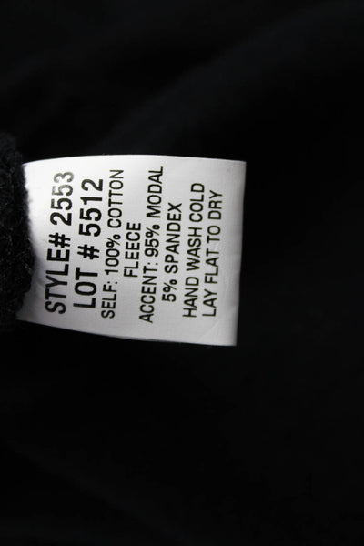 Terez Womens Pullover Hoodie Black Cotton Crew Neck Long Sleeve Size M
