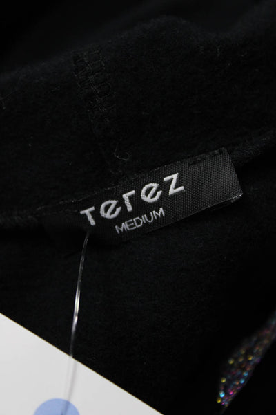 Terez Womens Pullover Hoodie Black Cotton Crew Neck Long Sleeve Size M