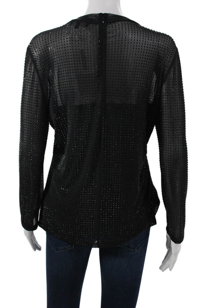 Generation Love Womens Black Basic Crew Neck Long Sleeve Blouse Size L