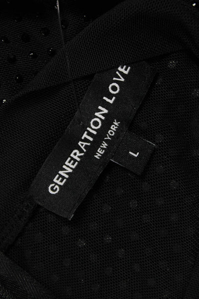 Generation Love Womens Black Basic Crew Neck Long Sleeve Blouse Size L