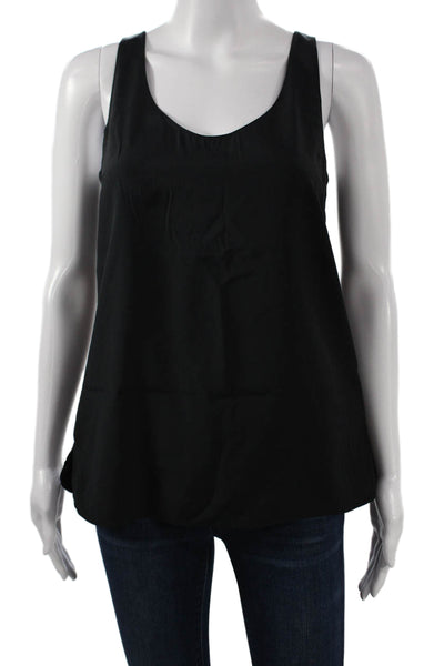 Vince Women Black Silk Blend Scoop Neck Sleeveless Tank Size S