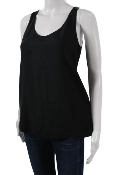 Vince Women Black Silk Blend Scoop Neck Sleeveless Tank Size S