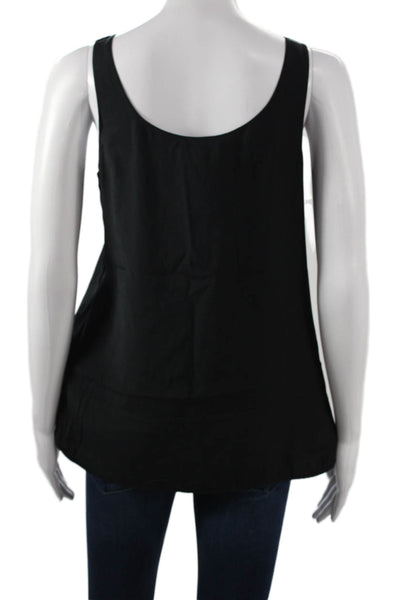Vince Women Black Silk Blend Scoop Neck Sleeveless Tank Size S