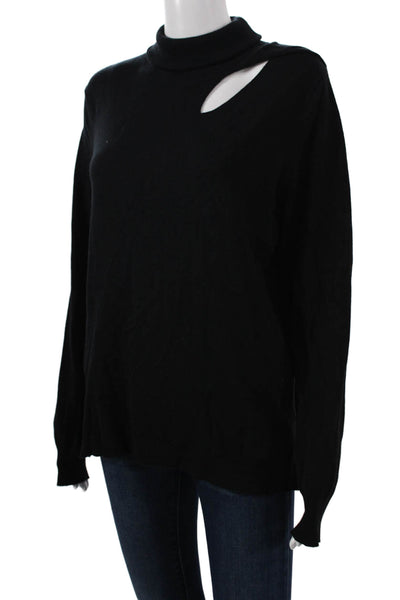 525 America Women Turtleneck Pullover Sweater Black Rayon Long Sleeve Size L