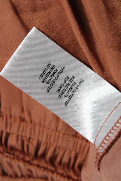 Tahari Women Peplum Blouse Sleeveless High Neck Orange Size S