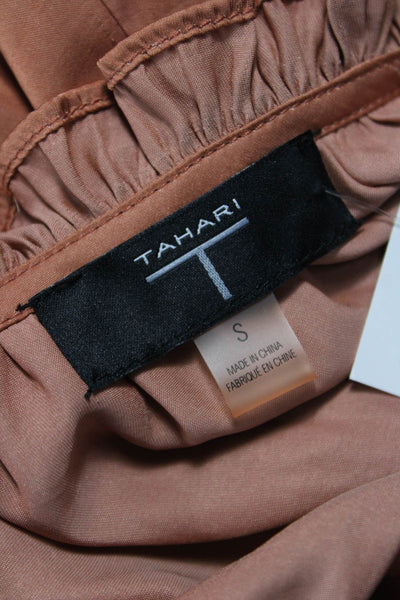 Tahari Women Peplum Blouse Sleeveless High Neck Orange Size S
