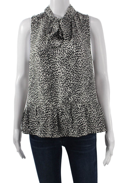 Joie Women Silk Sleeveless Cowl Neck Animal Print Blouse Size S
