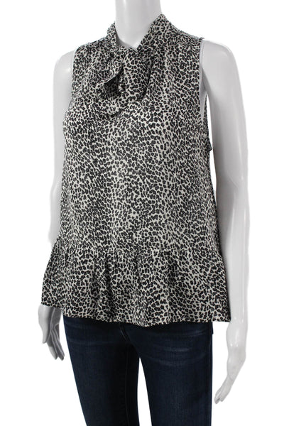 Joie Women Silk Sleeveless Cowl Neck Animal Print Blouse Size S