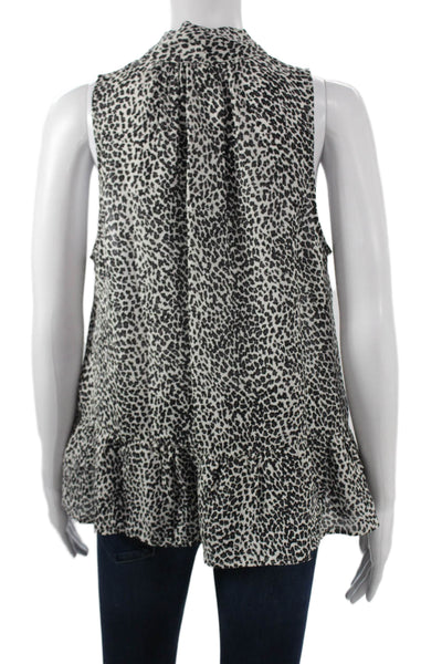 Joie Women Silk Sleeveless Cowl Neck Animal Print Blouse Size S