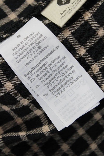 Madewell Women Tunic Blouse Black Check Modal Long Sleeve Button Size M