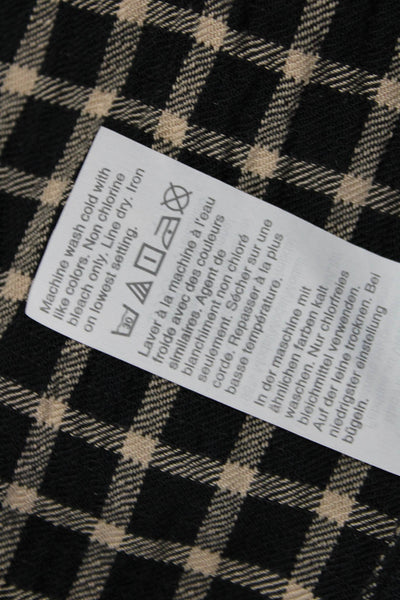 Madewell Women Tunic Blouse Black Check Modal Long Sleeve Button Size M
