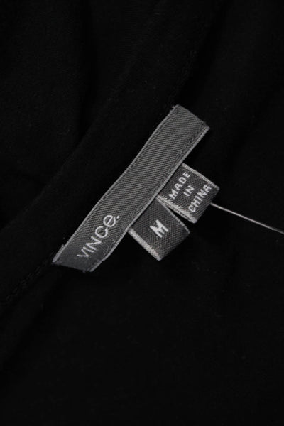 Vince Womens Basic T-Shirt Black Boat Neck Long Sleeve Cotton Spandex Size M