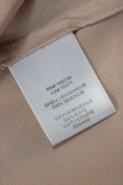 Equipment Femme Women Basic Silk Sleeveless Collared Button Blouse Beige Size M