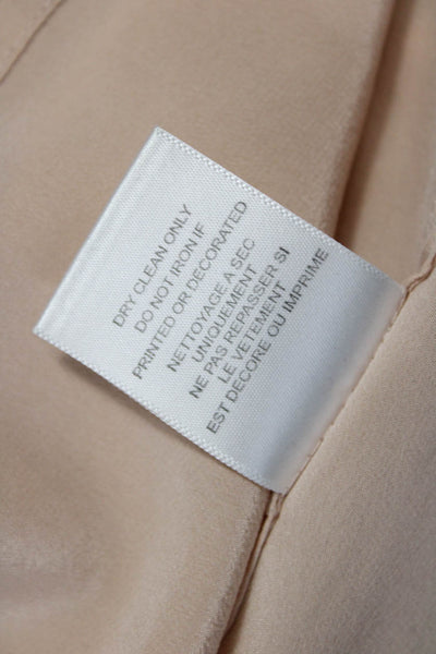 Equipment Femme Women Basic Silk Sleeveless Collared Button Blouse Beige Size M