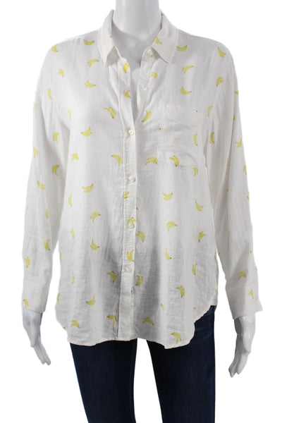 Rails Womens Collared Fruit Print Linen Rayon Long Sleeve Button-Up Top Size M