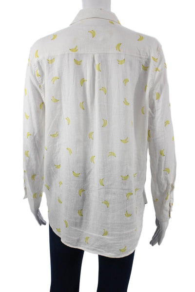 Rails Womens Collared Fruit Print Linen Rayon Long Sleeve Button-Up Top Size M