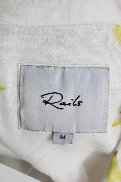 Rails Womens Collared Fruit Print Linen Rayon Long Sleeve Button-Up Top Size M