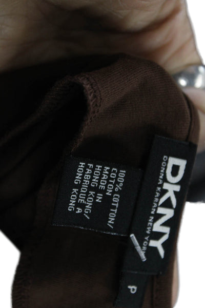 DKNY Women Basic Cotton Tank Scoop Neck Brown Petite Size S