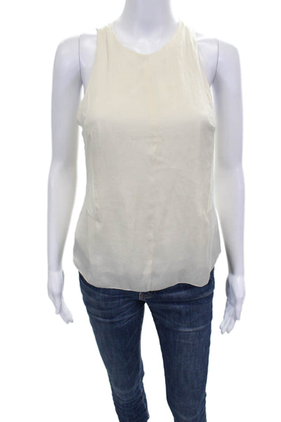 Rag & Bone Womens Basic Ivory Sleeveless Tank Polyester Round Neck Zip Size XS