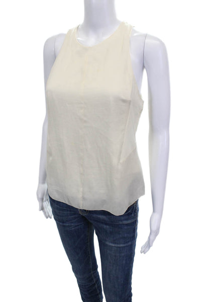 Rag & Bone Womens Basic Ivory Sleeveless Tank Polyester Round Neck Zip Size XS