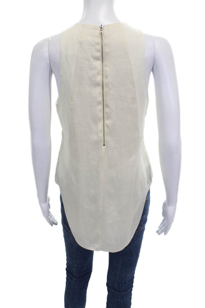 Rag & Bone Womens Basic Ivory Sleeveless Tank Polyester Round Neck Zip Size XS