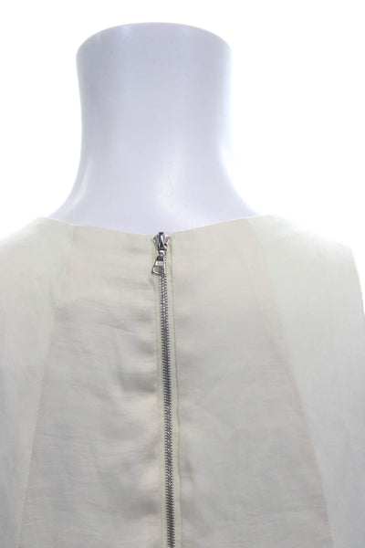 Rag & Bone Womens Basic Ivory Sleeveless Tank Polyester Round Neck Zip Size XS