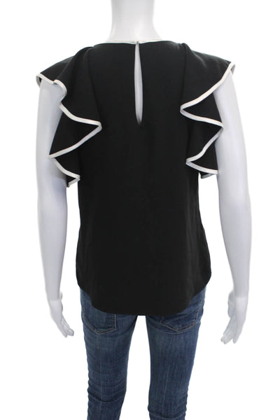 Amanda Uprichard Women Black Basic Short Sleeve Blouse Size S