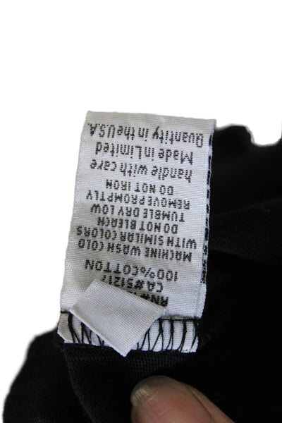 Michael Lauren Women Black Cotton Crew Neck Long Sleeve Basic T-Shirt Size S