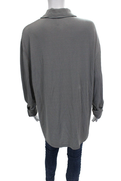 Verri Mens Polo Gray Striped Acetate Collared Long Sleeve Size XL