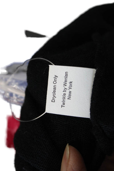 Twinkle By Wenlan Women Cropped Black Cowl Neck Short Sleeve Blouse Size M