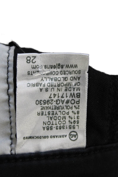 AG Adriano Goldschmied Womens Cropped Black Cotton Blend Jeans Button Size 28
