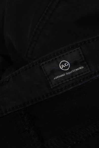 AG Adriano Goldschmied Womens Cropped Black Cotton Blend Jeans Button Size 28