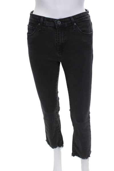 AG Adriano Goldschmied Womens Cropped High Rise Black Jeans Size 27