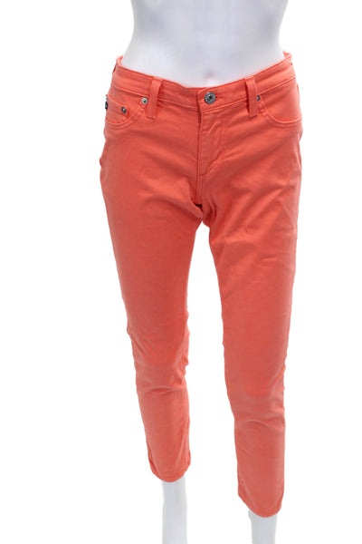 AG Adriano Goldschmied Womens Skinny Jeans Orange Cotton Blend Size 29