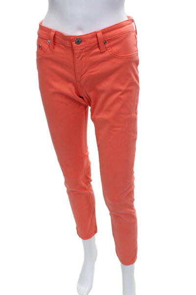 AG Adriano Goldschmied Womens Skinny Jeans Orange Cotton Blend Size 29
