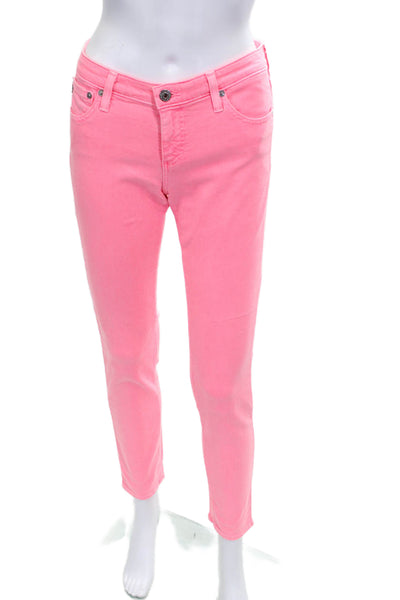 AG Adriano Goldschmied Womens Skinny Jeans Pink Cotton Low Rise Size 28