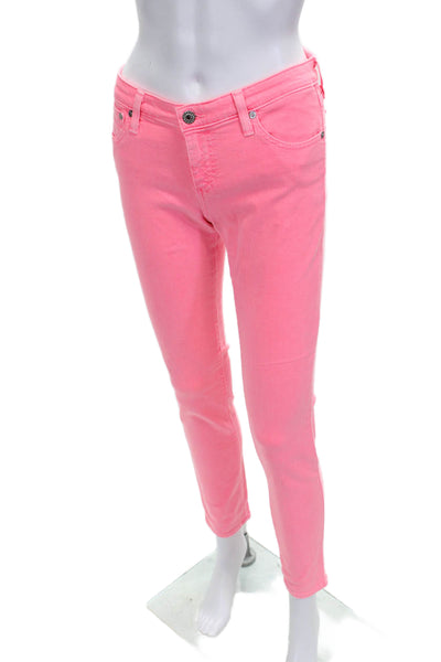 AG Adriano Goldschmied Womens Skinny Jeans Pink Cotton Low Rise Size 28