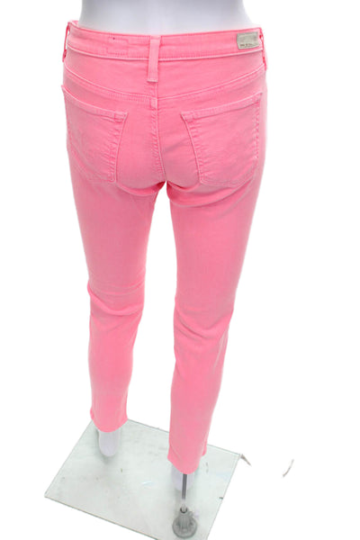 AG Adriano Goldschmied Womens Skinny Jeans Pink Cotton Low Rise Size 28