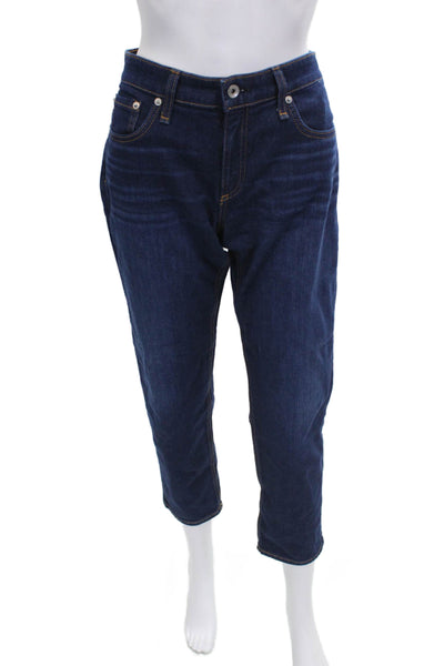 Rag & Bone Women Cropped High Rise Blue Cotton Jeans Size 28