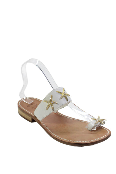 Miss Trish of Capri Womens Leather Jeweled Sandals White Size 37 7